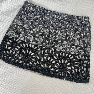 Alice + Olivia Elana beaded laser cut beaded embellished mini skirt